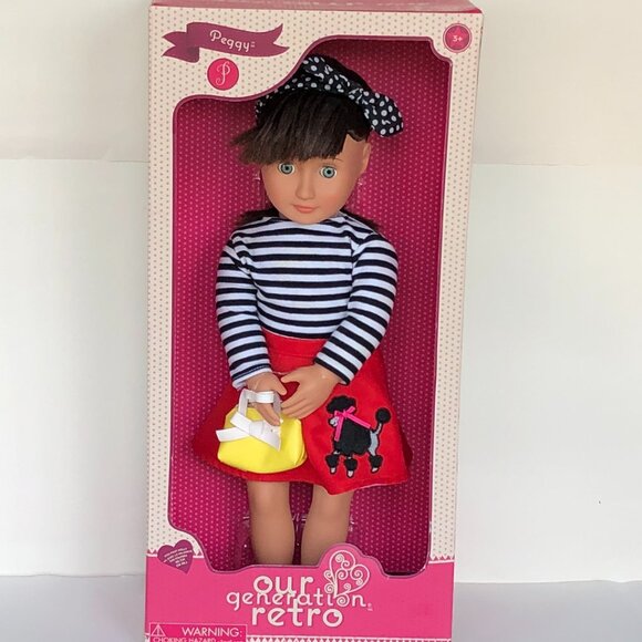 New in Box Our Generation 18" Retro Doll-Peggy Brunette - Picture 5 of 16